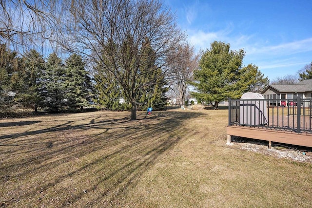 view of yard featuring a deck