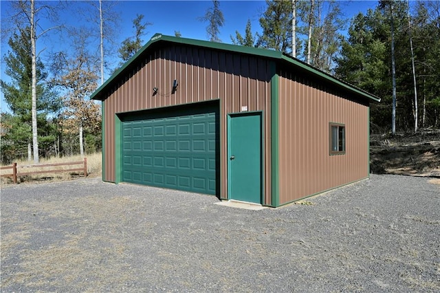 view of detached garage