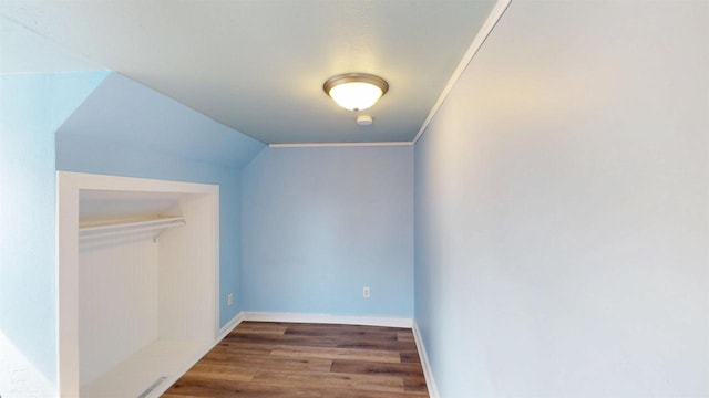 additional living space with wood finished floors and baseboards