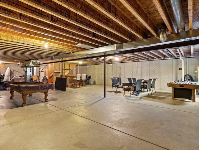 basement with pool table