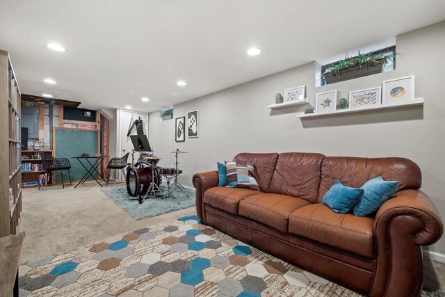 3103 W Riverland Dr, Mequon, WI 53092 - carpeted living room with recessed lighting