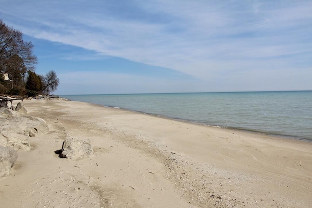 view of water feature featuring a view of the beach