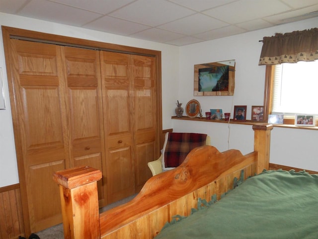 bedroom with a drop ceiling