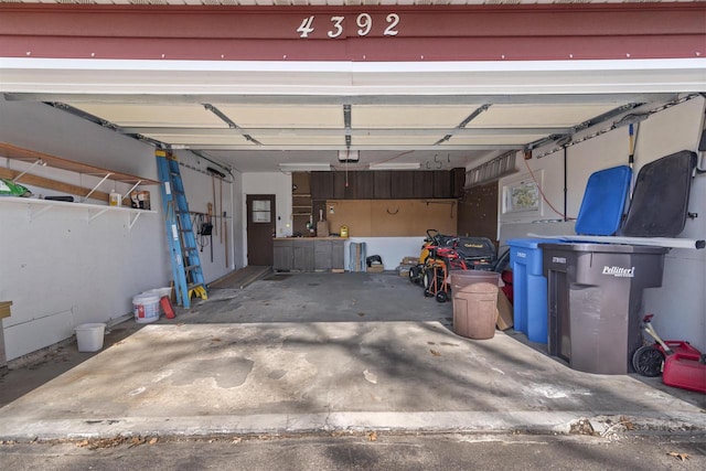 garage with a garage door opener