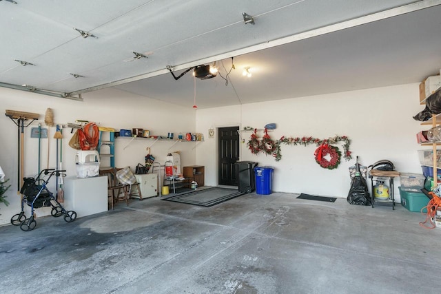 garage with a garage door opener