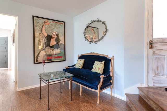 sitting room featuring wood finished floors and baseboards