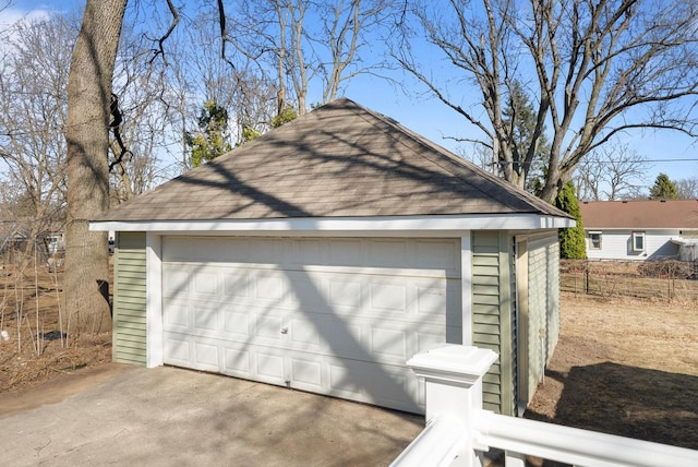 view of detached garage