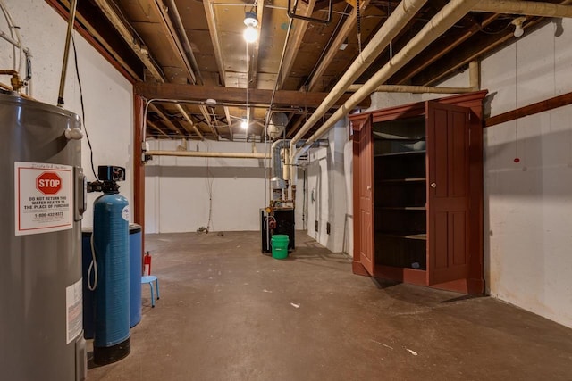 unfinished basement with water heater