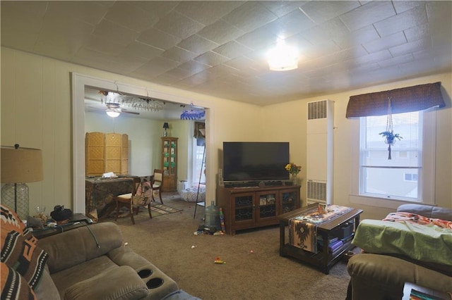 living room with carpet