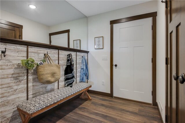 3557 114th St, Chippewa Falls, WI 54729 - mudroom with baseboards and dark wood-style flooring
