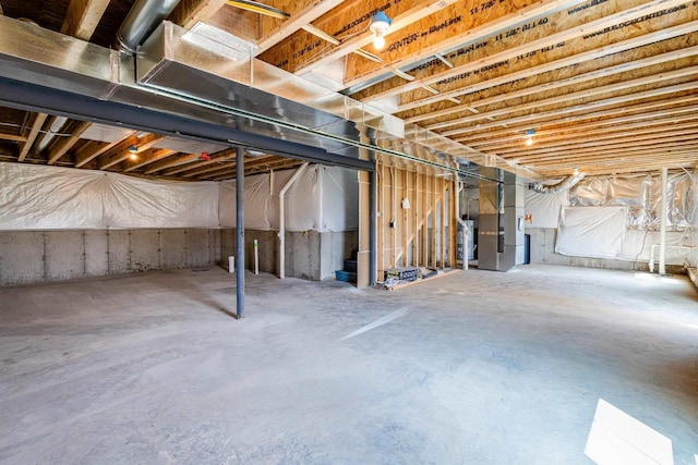 unfinished basement with heating unit