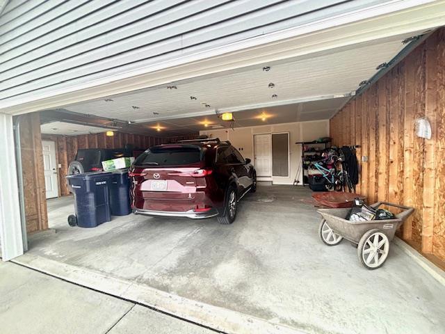 garage with a garage door opener