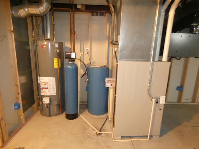 utilities with heating unit and gas water heater