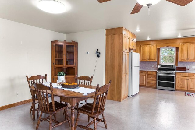 N402 24th Ave, Neshkoro, WI 54960 - dining area featuring baseboards, ceiling fan, and recessed lighting
