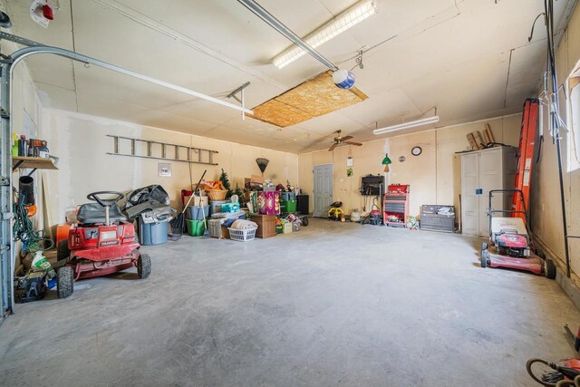 garage with a garage door opener