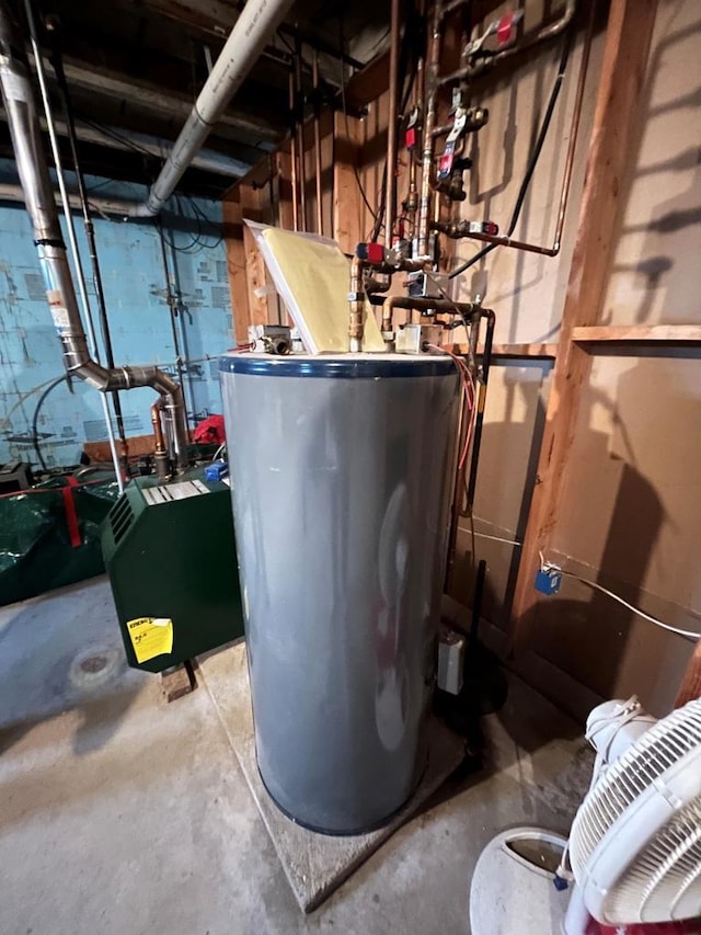 utilities with water heater and a heating unit