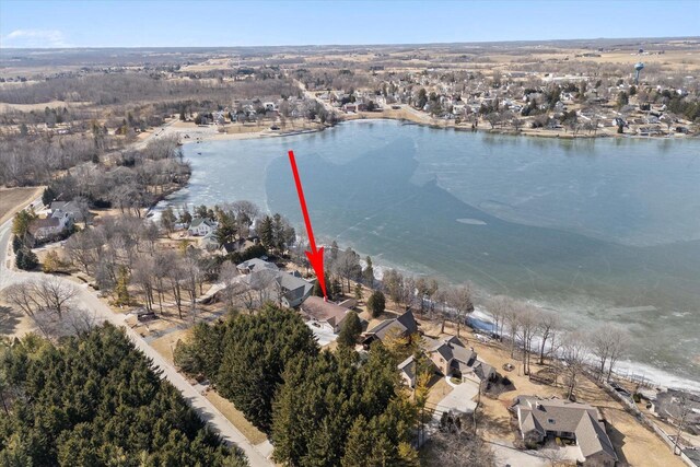 37 E Shore Dr, Random Lake, WI 53075 - drone / aerial view with a residential view and a water view