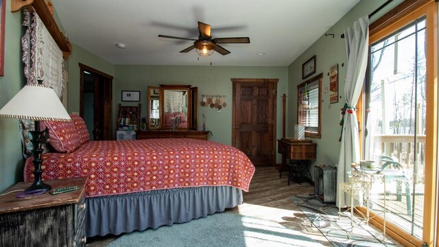 204629 Lake Dr, Rosholt, WI 54473 - bedroom featuring wood finished floors and a ceiling fan