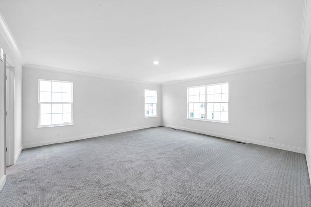 1251 Denmark Cir, Oregon, WI 53575 - unfurnished room with crown molding, visible vents, baseboards, and carpet floors