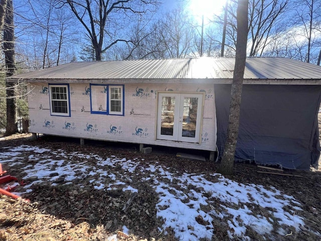 W8204 Kafka Rd, Wausaukee, WI 54159 - exterior space featuring french doors and metal roof