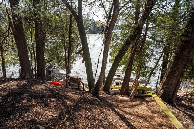 view of yard with a water view