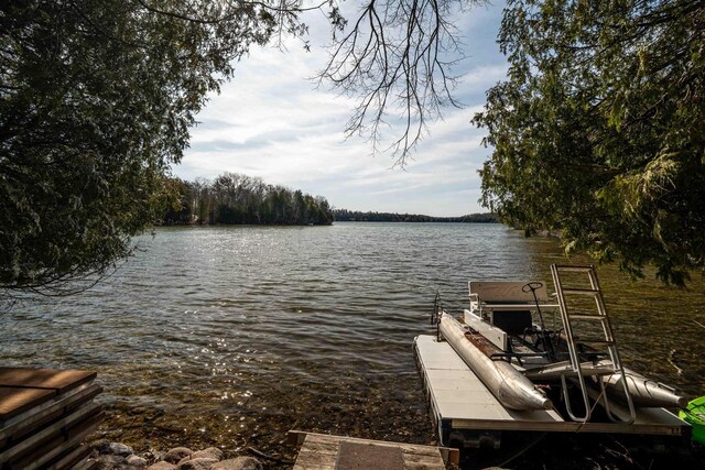 dock area featuring a water view