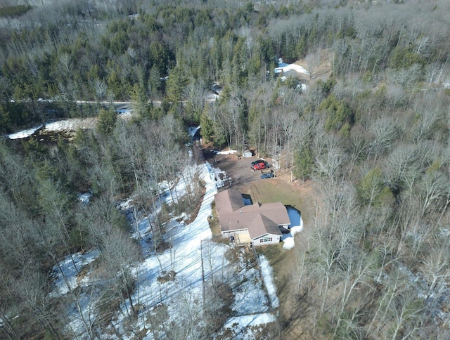 bird's eye view featuring a view of trees