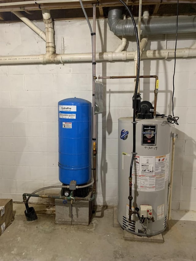 utility room featuring water heater