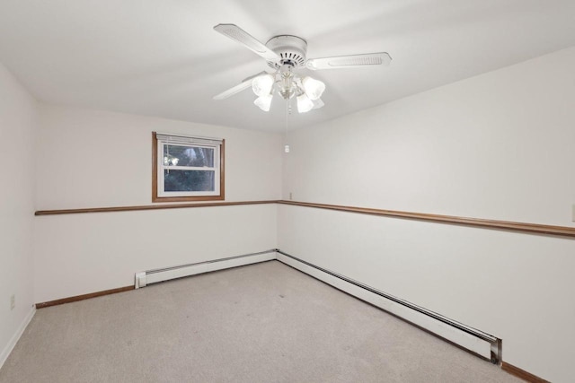 5607 Alben Ave, Mcfarland, WI 53558 - carpeted empty room with a baseboard radiator, baseboards, and a ceiling fan