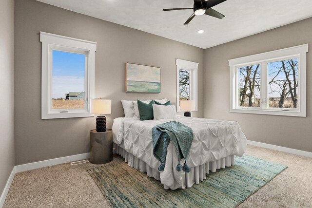 3814 W Fieldwood Dr, Janesville, WI 53545 - bedroom with recessed lighting, visible vents, baseboards, and carpet
