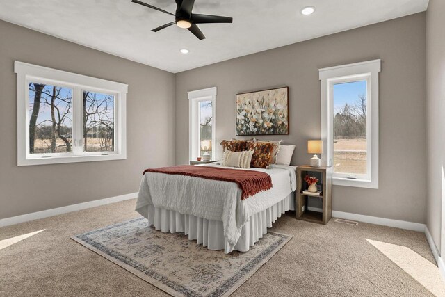 3814 W Fieldwood Dr, Janesville, WI 53545 - carpeted bedroom featuring recessed lighting, visible vents, and baseboards