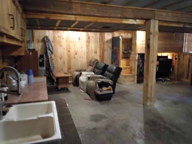N4774 11th Dr, Montello, WI 53949 - basement with wood walls and a sink