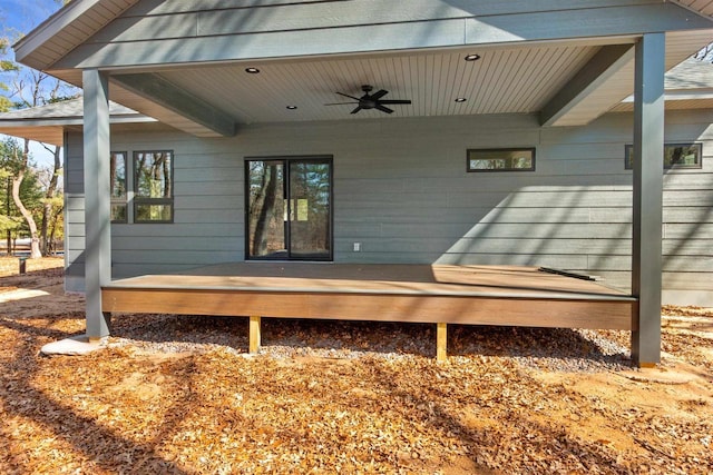 1644 Kingswood Trl, Nekoosa, WI 54457 - rear view of house featuring a ceiling fan and a deck
