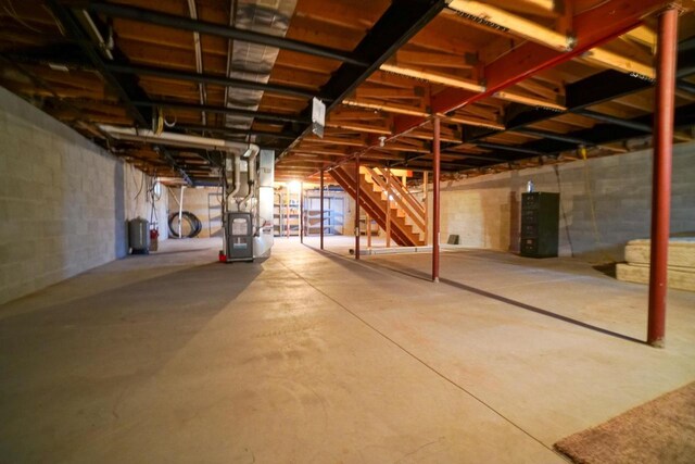 N7957 15th Ave, New Lisbon, WI 53950 - unfinished basement with heating unit and stairs