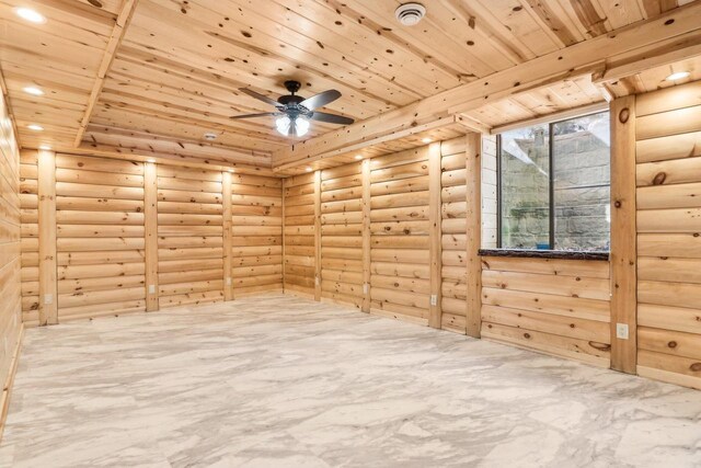 10728 Spring St, Mount Pleasant, WI 53177 - empty room featuring log walls and wooden ceiling