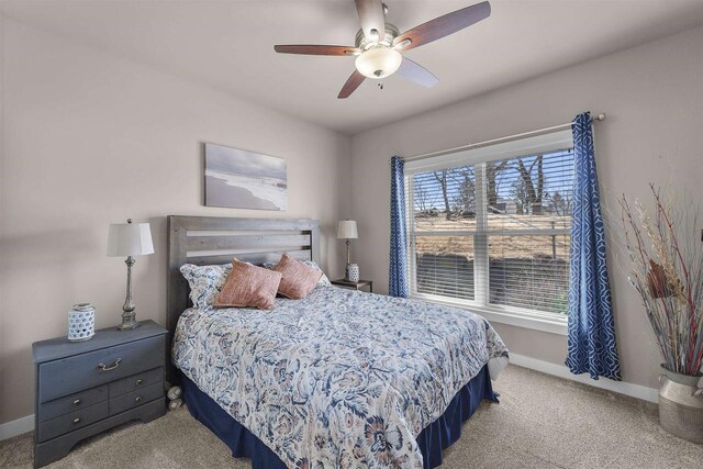 301 Church St, Barneveld, WI 53507 - carpeted bedroom featuring baseboards and ceiling fan