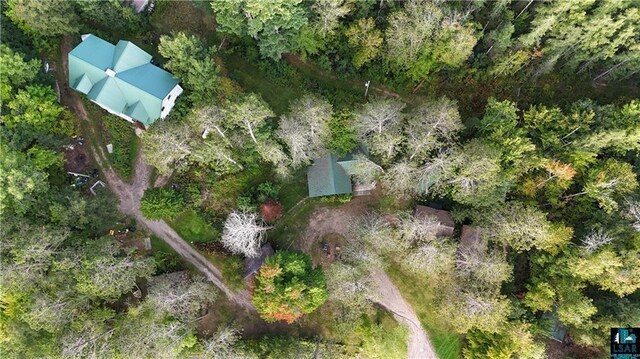 9293 N County Hwy E, Hayward, WI 54843 - birds eye view of property with a wooded view