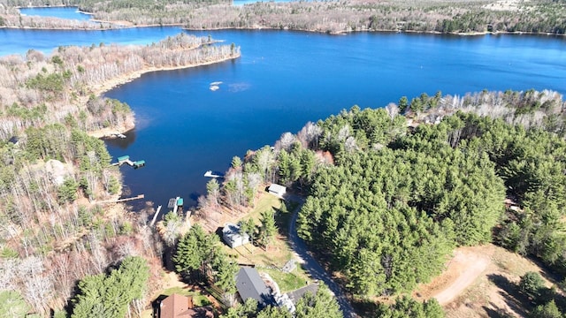 1055 Shishebogama Dr, Minocqua, WI 54548 - drone / aerial view of a nearby body of water and a heavily wooded area