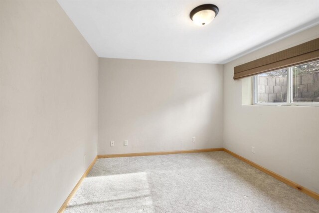 unfurnished room with baseboards and carpet floors