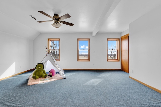 2721 Powder Hill Rd, Slinger, WI 53086 - playroom with carpet flooring, visible vents, and a wealth of natural light