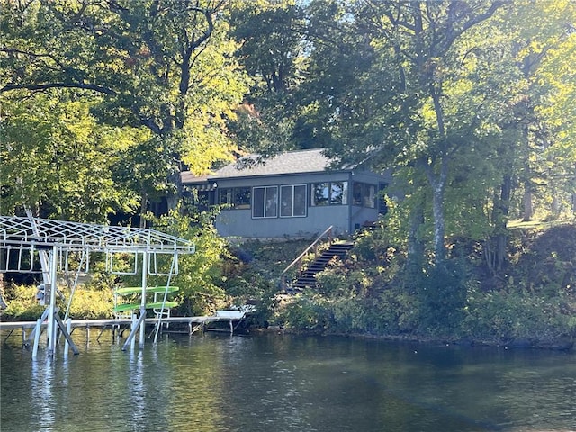 1741A S Deer Lake Cir, Saint Croix Falls, WI 54024 - view of dock with a water view and stairway