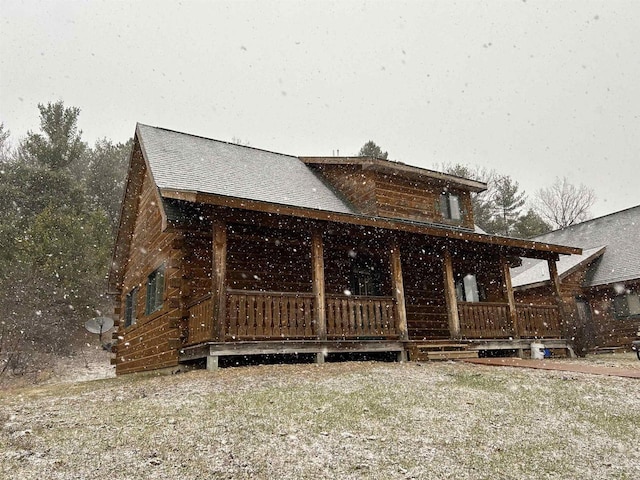 615 Sandy Beach Ct, Warrens, Warrens, WI 54666 - rear view of house with a porch