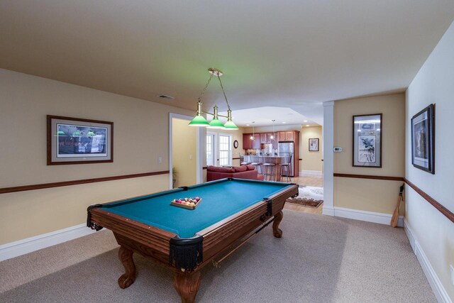 N4795 County Road V, Poynette, WI 53955 - playroom featuring carpet, visible vents, baseboards, and billiards