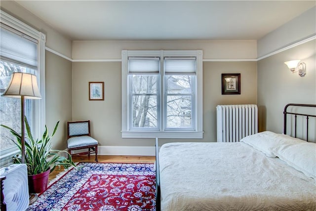 435 Jefferson St, Eau Claire, WI 54701 - bedroom with radiator heating unit, wood finished floors, and baseboards