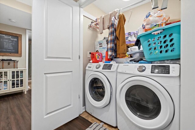 4229 W Howard Ave, Milwaukee, WI 53221 - laundry area featuring independent washer and dryer, wood finished floors, and laundry area
