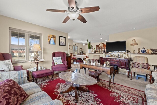 4229 W Howard Ave, Milwaukee, WI 53221 - living area featuring carpet flooring and a ceiling fan