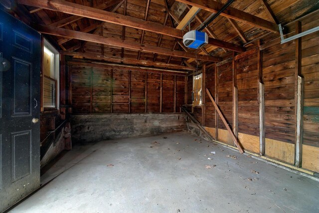 garage with a garage door opener