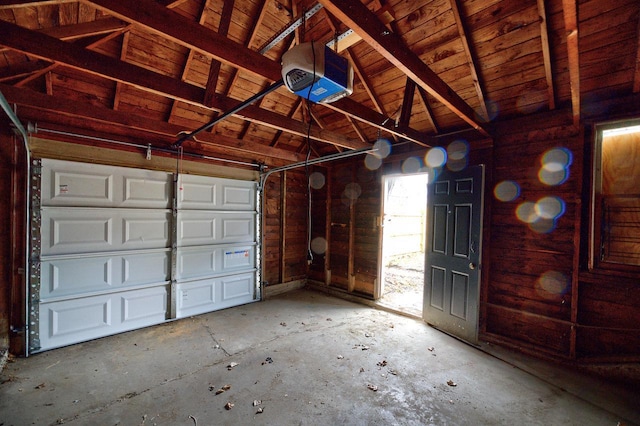 garage with a garage door opener