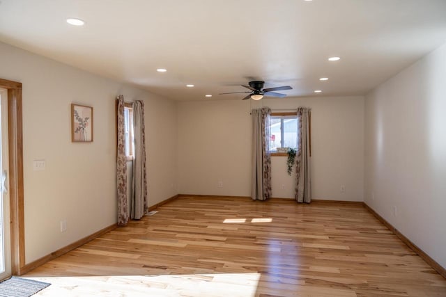 N2547 County Road G, Mauston, WI 53948 - spare room featuring light wood finished floors, a ceiling fan, and recessed lighting