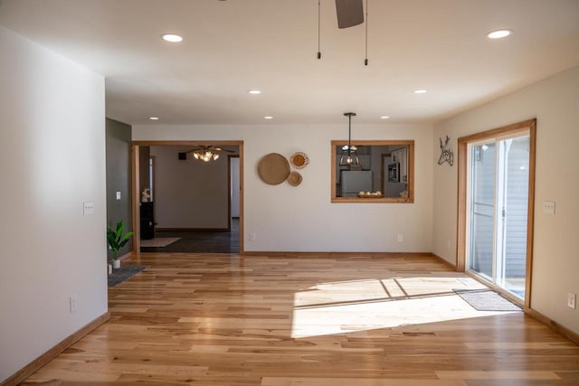 N2547 County Road G, Mauston, WI 53948 - interior space featuring ceiling fan, light wood finished floors, recessed lighting, and baseboards
